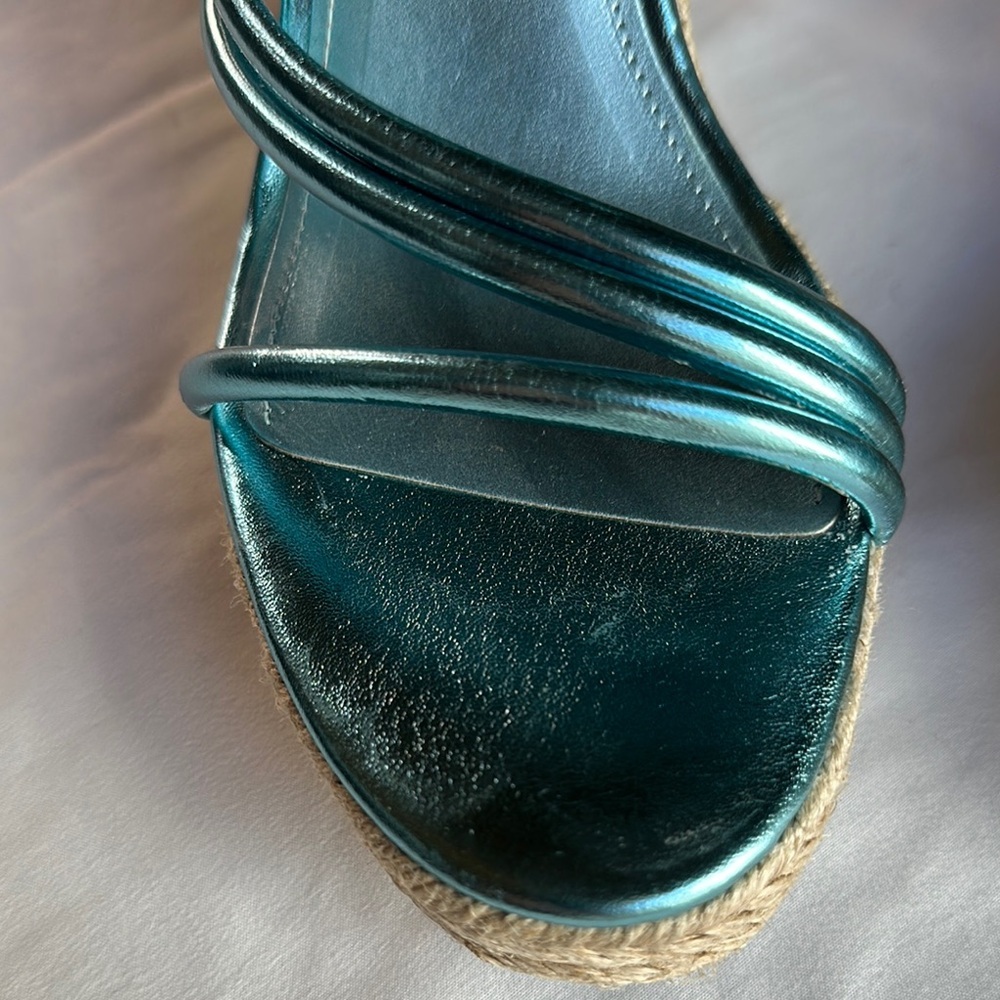 Nine West Shiny Blue Strappy Wedges - Picture 9 of 14